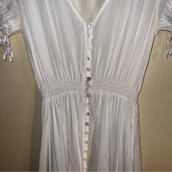 JAASE white cotton boho gunny sacs style maxi dress XS cottage core fairy core - Picture 5 of 7